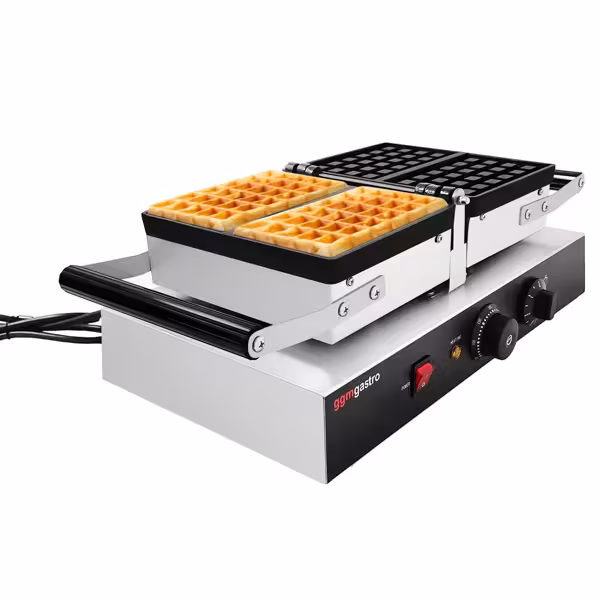 Waffle iron - Single - Manual - 1.6 kW - Shape: 2 Brussels waffles - with 180° rotatable baking surface