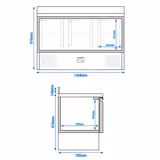 Soğutmalı Tezgah PREMIUM - 1370x700mm - 3 cam kapılı  & Sırtlı