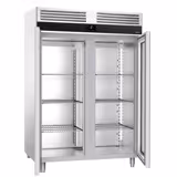 Glass Door Upright Fridge Stainless steel PREMIUM - GN 1/1 - 1400L - with 2 glass doors