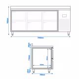 Kühltisch Premium PLUS - 1960x700mm - 6 Schubladen - Aufkantung
