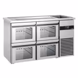Comptoir de bar réfrigéré PREMIUM - 1550x700mm - 4 tiroirs en verre