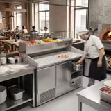 Pizza Hazırlık Buzdolabı ECO - 1400x700mm - 3 Kapı - dahili soğutmalı üst vitrin - 6x GN 1/4