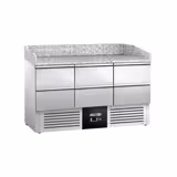 Balcão de pizza refrigerado PREMIUM - 1400x700mm - com tampo em granito - com 3 portas e 6 gavetas GN 1/1