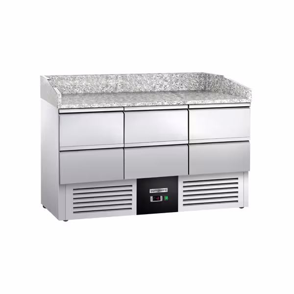Profesionalni Pizza pult - rashladni PREMIUM - 1400x700 mm - 3 vrata i 6 ladica - granitna radna ploča