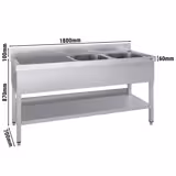 Spültisch ECO - 1800x700mm - mit Grundboden - mit 2 Becken rechts