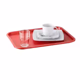 (6 pcs) FAST FOOD Tray - FAST FOOD - Polypropylene - 410x305mm - Height: 25mm - Red - non-slip surface - stackable, dishwasher-safe, shatterproof