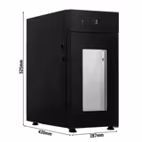 Commercial Milk Fridge for Coffee Machines - 220mm - 8.5 Litres - with 1 hinged glass door - LED lighting - digital controller with temperature display - with milk feed-through - Black - Temperature range 0 to 4 °C