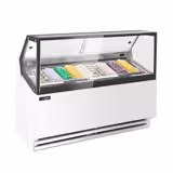 Ice Cream Serve Over Counter | THEO - 1771mm - Ventilated cooling - with LED lighting - for 9 x 5 litres Napoli pans - White