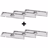 (6 buc) oțel inoxidabil Capac GN GN 2/4 - cu decupaj pentru lingură - 530x162 mm
