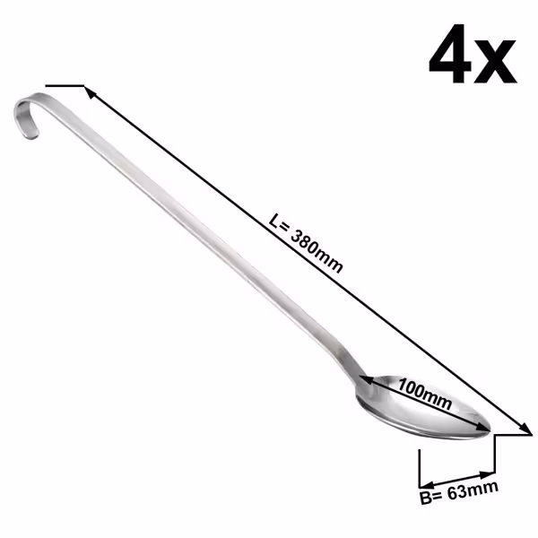 (4 قطع) مغرفة تقديم - قطر 63 mm - طول 380 mm - ستانلس ستيل