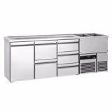 Comptoir de bar réfrigéré PREMIUM - 2500x700mm - 1 porte & 5 tiroirs