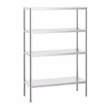 Scaffale in acciaio inox PREMIUM - 1200x490mm - con 4 ripiani (REGOLABILI)