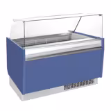 Ijsvitrine LIAM - 1562mm - statische koeling - met LED‑verlichting & rechte ruit - voor 13+13x 5 liter ijsbak - blauw