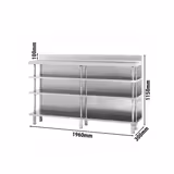 Bar-Arbeitstisch - Edelstahl - 1960x300mm - mit 4 Ablagen