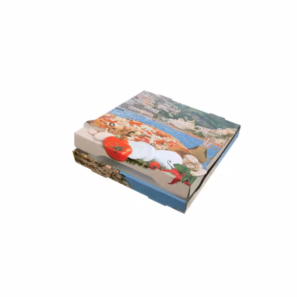 (100 Stück) Pizzakarton - POSITANO - Mittelmeerküste - 26x26x4cm