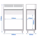 Upright Fridge PREMIUM - GN 1/1 - 1400L - with 2 doors
