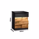 Kassa-sectie TORONTO & 1 legplank - 600x880x900mm - houten front - granieten werkblad zwart - RVS