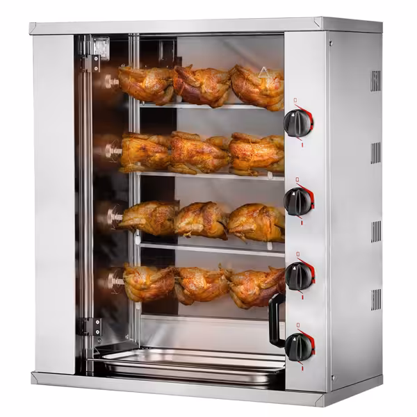 Commercial Electric Chicken Rotisserie Oven Mini- - 8.8kW - with 4 Skewers for up to 12 chickens