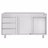 Edelstahl Arbeitsschrank ECO - 1400x700mm - mit 3 Schubladen links