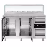 Commercial Saladette Counter PREMIUM - 1510mm - 390L - 2 doors - with glass canopy for 7 x GN 1/3 & 1 shelf