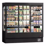 Vitrina mural refrigerada - 1940x700x2000mm - 893L - con 3 puertas batientes de doble acristalamiento y 4 estantes - Negro