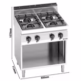 موقد غاز LORENZO 700 - 800x714x1.070 mm - 28 kW - 4 شعلات - خزانة قاعدة مفتوحة