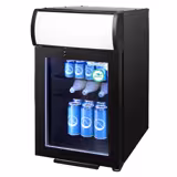 GASTRO-COOL | Işıklı kaputlu reklam buzdolabı - 21 litre - 1 cam kapılı - siyah