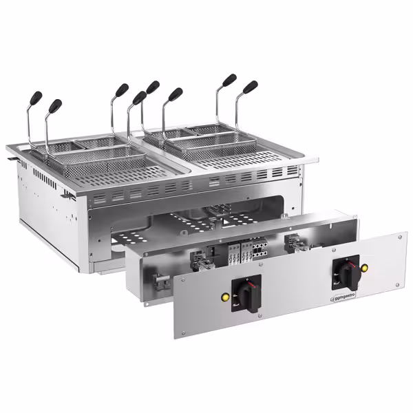 Elektrische pastakoker - 13 + 13 liter - 15,0kW - met aftapkraan - incl. 6 manden