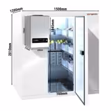 Cámara de refrigeración - 1,5 x 1,2 m - altura: 2,01 m - 2,6 m³ - incl. Unidad Refrigeradora de pared PLUS / Célula refrigerada