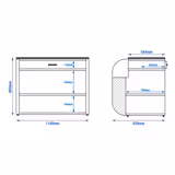 Kasa Bankosu KUVA - 1100mm - Ön panel Siyah - Siyah granit üst tabla