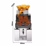 Automatische citruspers - 25 vruchten/min - Ø60-80mm - 200W - met automatische fruittoevoer, selfservice-tapkraan, veiligheidsschakelaars & afneembare frontafdekking - RVS