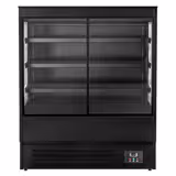 Murale Refrigerato Professionale - 1200mm - 390l - +1°/+5°C - con 2 porte scorrevoli in vetrocamera & 3 ripiani - Nero