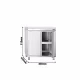 Armario de trabajo de acero inoxidable PREMIUM - 0,8 m - con puerta batiente - incluye tabla de cortar en blanco