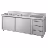 Spülschrank ECO - 2000x600mm - mit 3 Schubladen & 2 Becken links