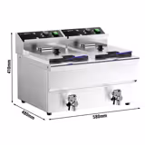 Elektrische dubbele friteuse - 8+8 liter - 6,5kW - met aftapkraan