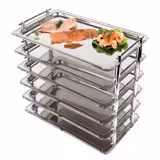 (6 unid) Tabuleiro GN GN 1/1 PROFISSIONAL - PROFI LINE - Aço inoxidável - 530x325mm - Altura: 55mm