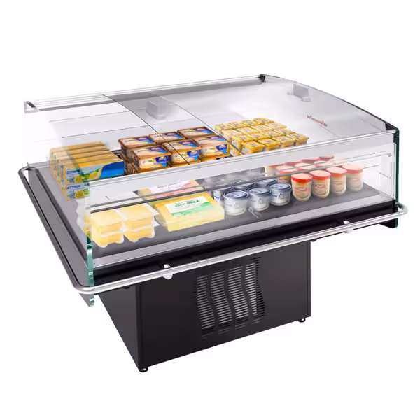 Isola vetrata per supermercati - 1380x1173mm - 1310 Litri - ante scorrevoli in vetro - Nero