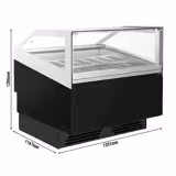 Vetrina Gelato ADAM - 1200mm - Refrigerazione ventilata - per 12x Vasca da gelato da 5 Litri o 8x Vasca da gelato da 7 Litri - Nero