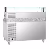 Banco pizza refrigerato PREMIUM - 1500x800mm - con 1 porta & 7 cassetti - piano in granito - con vetrina ingredienti refrigerata superiore LED - 7x GN 1/4