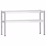 Aufsatzbord Edelstahl - 2 Etagen - 1400x370mm - höhenverstellbar