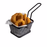 (6 ks) Košík na hranolky SNACKHOLDER - nerezová ocel - 100x85x65 mm - černá