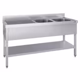 Stół zlewozmywakowy ECO - 2000x600 mm - z półką dolną i 2 zlewami po prawej stronie