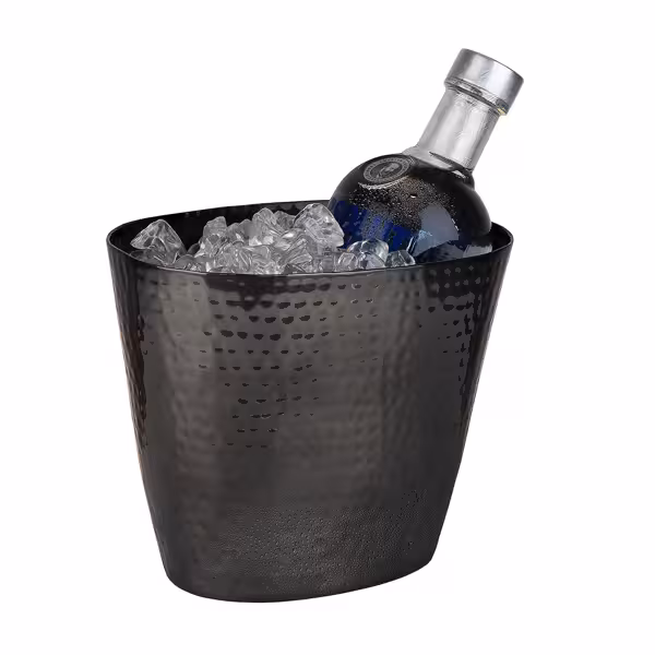 Wijn-/ champagnekoeler - Aluminium - 2,1L - Ø 205mm - Hoogte: 170mm - zwart - met gehamerd; stapelbaar