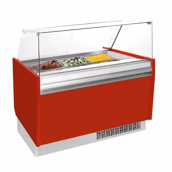 Vitrină pentru înghețată | LIAM - 1310 mm - statică - pentru 10+10x cuve de 5 litri pentru înghețată - roșu