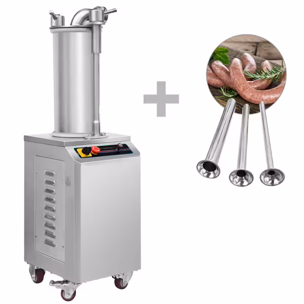 Hydraulic Sausage Filler - Vertical - 35L - 1.5kW - Stainless Steel - incl. 3 sausage-filler nozzles