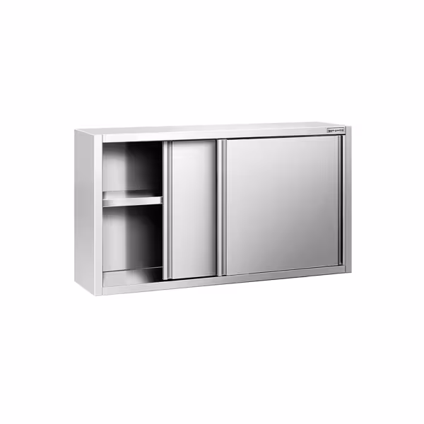 Nerezová nástěnná skříňka PREMIUM - 1400x400 mm - s posuvnými dveřmi - výška 800 mm