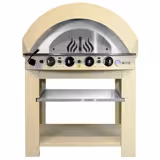 Forno a gas per pizza - 1270x1476mm - 9 pizze Ø25cm - 400°C - Meccanico - Cremegelb - incl. Sottotelaio/Supporto