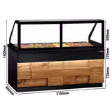 Buffet bain-marie TORONTO - 2100mm - façade bois - pour 6x GN 1/1 - plan de travail en granit noir