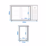 Bajo mostrador refrigerado PREMIUM PLUS - 1435x512mm - 264L - con 2 puertas de cristal abatibles, iluminación LED y cerradura - Negro