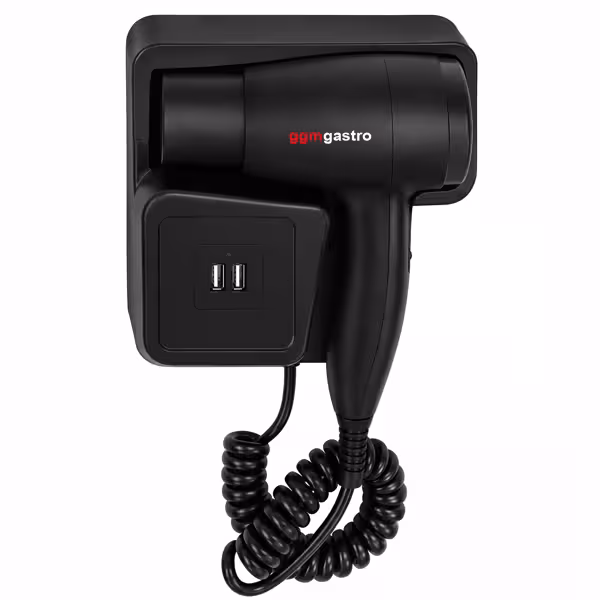 Haartrockner mit Wandhalterung - Warm- & Kaltluft - 2 USB-Anschlüsse - 1,3 kW